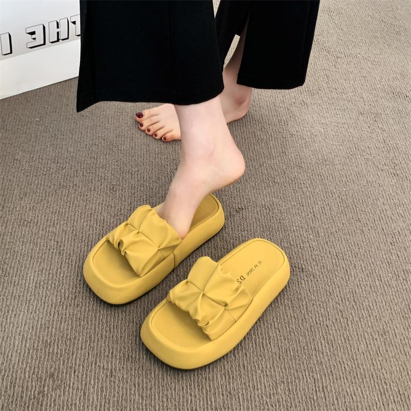 Thick-soled Heightening Cool Slippers for Women's Summer Wear 2025 New Models with Skirts, Beach Sandals, Pregnant Women's Casual One-word Drag