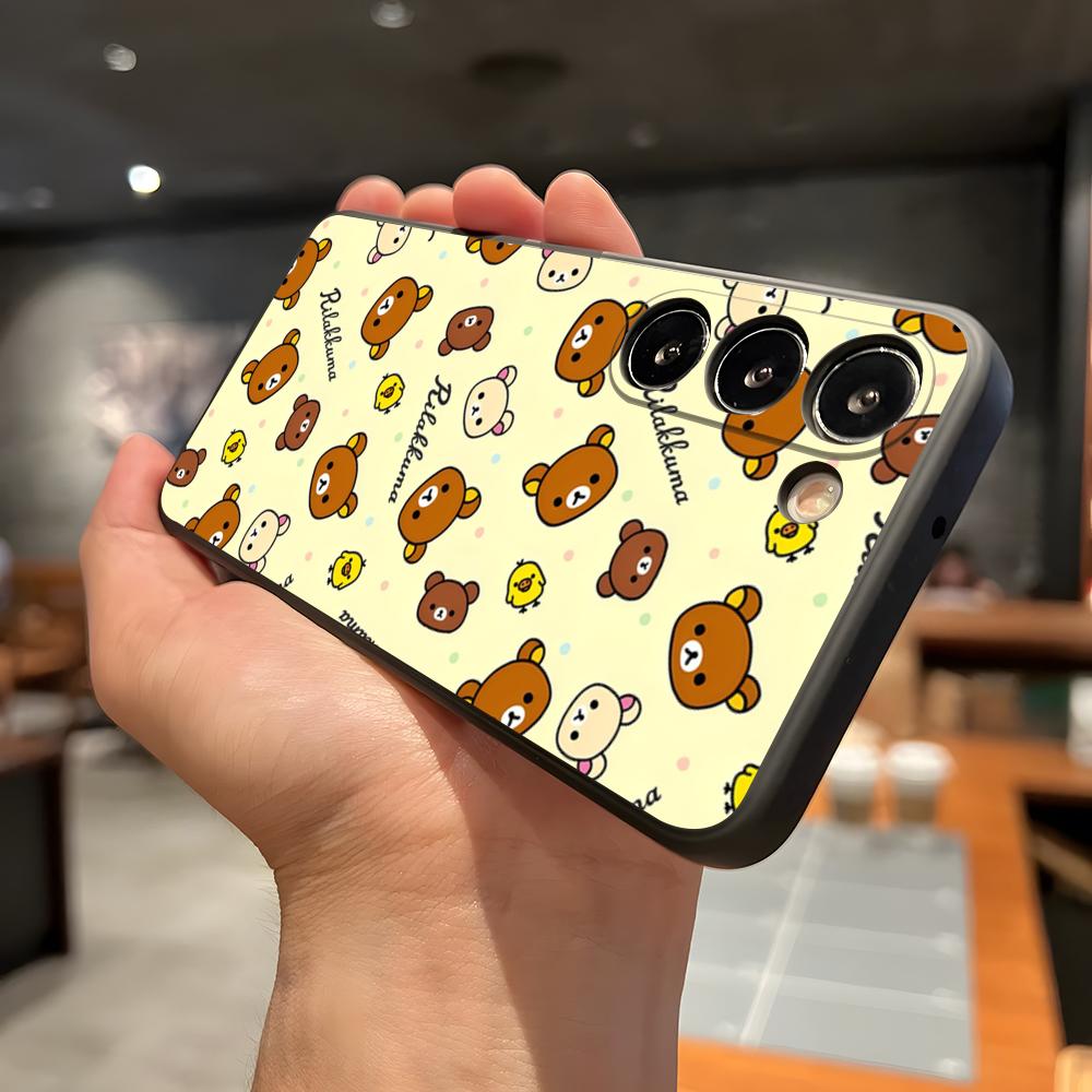 Cute R-RilakkumaS Phone Case For Samsung A56 A36 A26 A16 A15 A25 A35 A55 A14 A34 A24 A54 Black Soft Shell