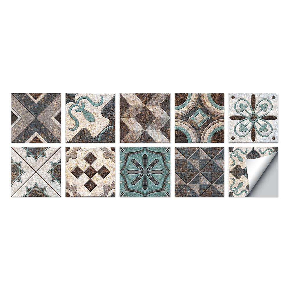 Tile Stickers Waterproof Kitchen Retro Moroccan Self Adhesive Bathroom Decal Vinyl Peel And Stick Wall Decoration Wallpaper NONE