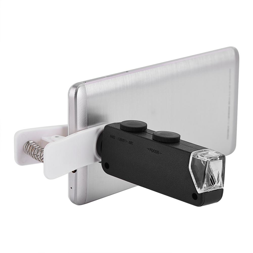60X 100X Optical Zoom LED Microscope Lens with Clip for Mobile Phones