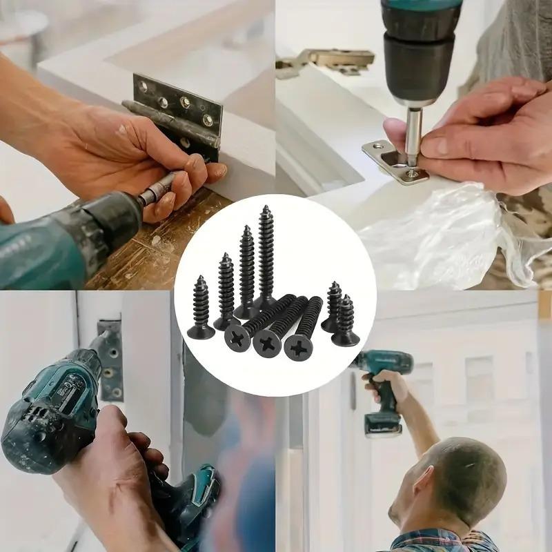 400/800PCS/1 Set M2 Black Self Tapping Screw Assortment Kit Locking Screws And Wood Screws