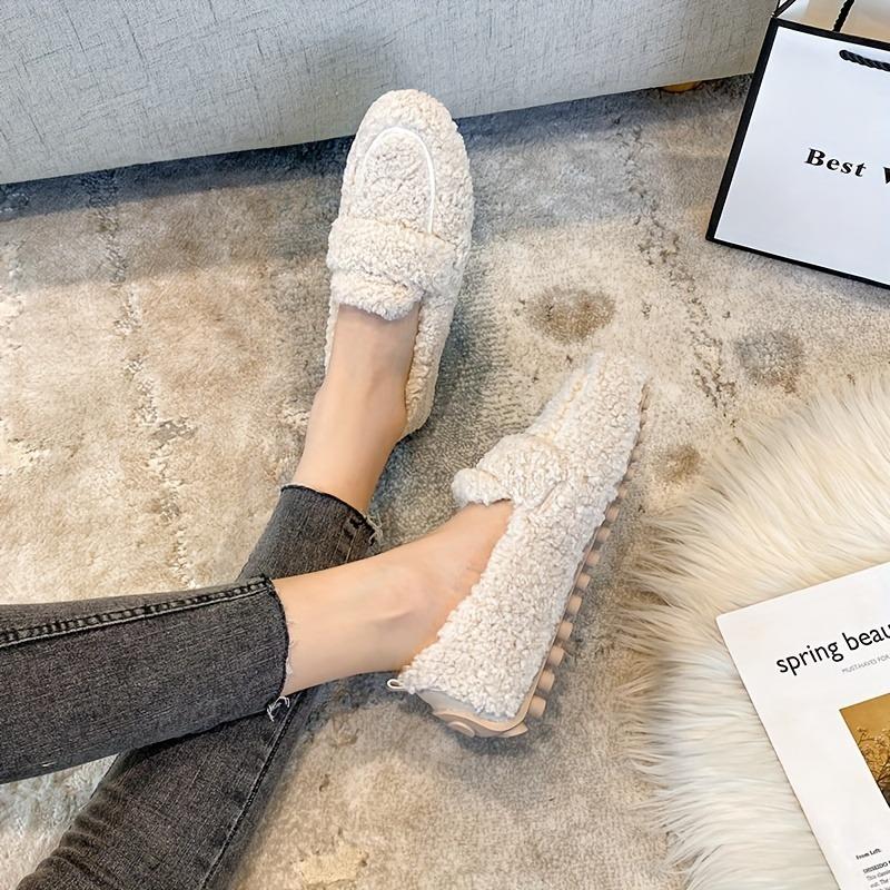 Fur Shoes Female Fall and Winter Outside 2025 Lamb's Wool Soybean Shoes Female Padded Flat Bottom Cotton Shoes Big Size