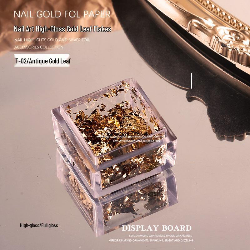 High-Gloss Gold & Silver Foil Flakes: Nail Art Stickers and Sequins