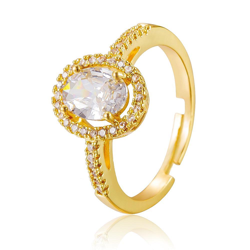 Adjustable Oval Zircon Ring - European American Design
