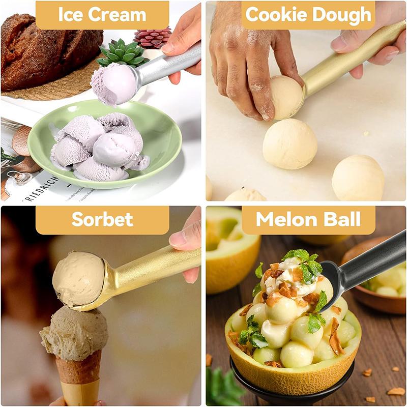 Aluminum Alloy Ice Cream Scoop Ice Cream Scooper with Trigger Multifunctional Fruit Scoop DIY Ice Cream Scoop Kitchen Supplies