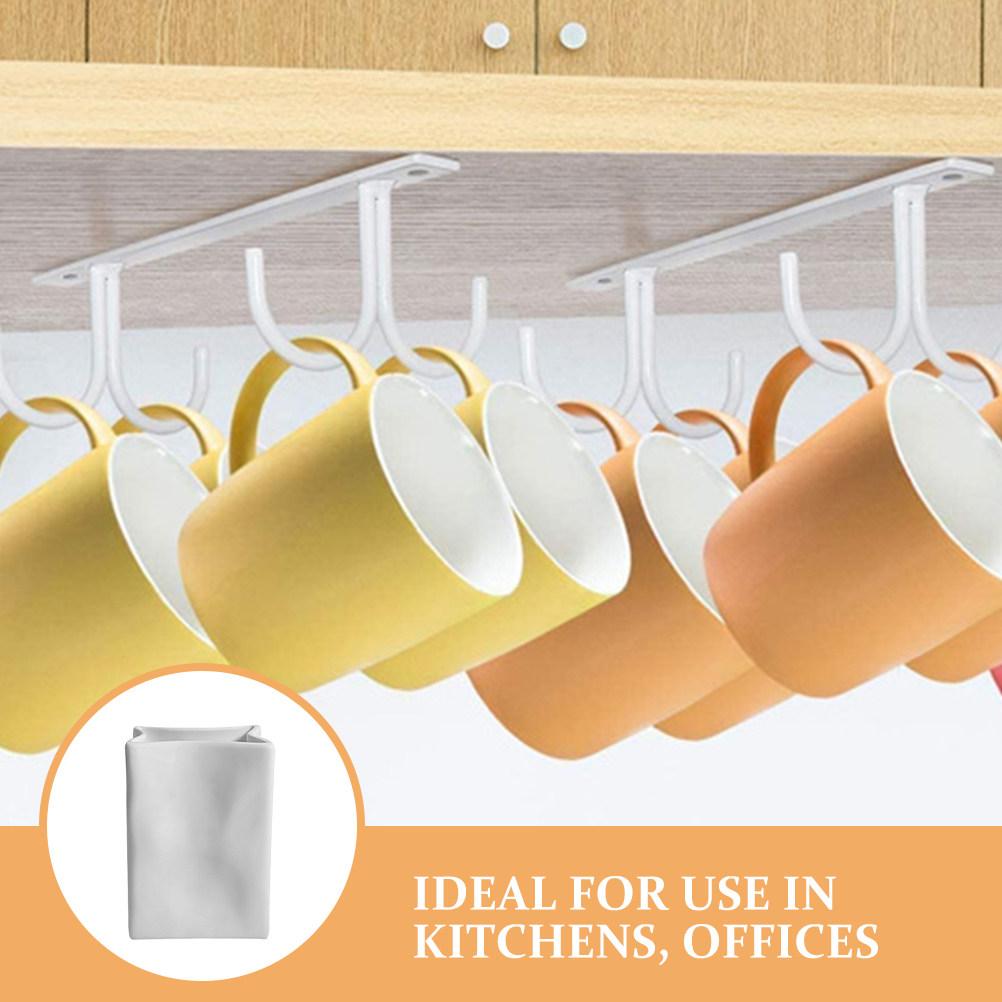 2Pcs Iron Mug Rack Under Cabinet Coffee Cup Organizer Hanging Cup Holder for Kitchen Cabinets Space Saving Sturdy Minimalist Mug