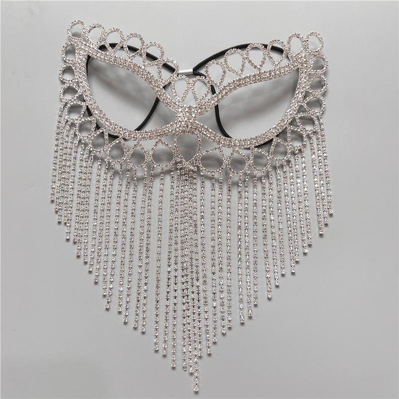 

Модная новая полнолицевая маска со стразами, рождественская маска для выпускного вечера с кисточками, аксессуары