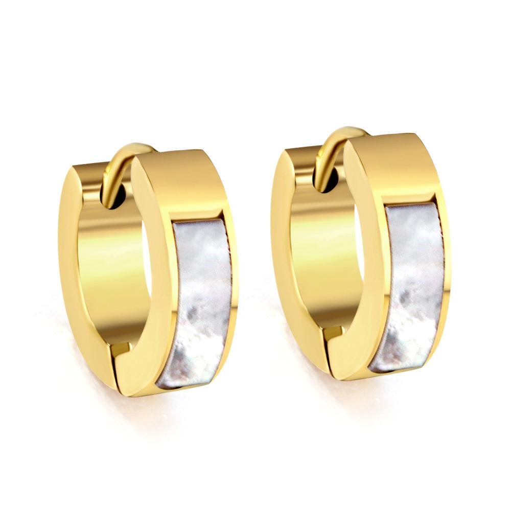 Minimalist Cool Tone Hoop Ear Cuffs White Shell Earrings Long Lasting Small Unique Design Jewelry