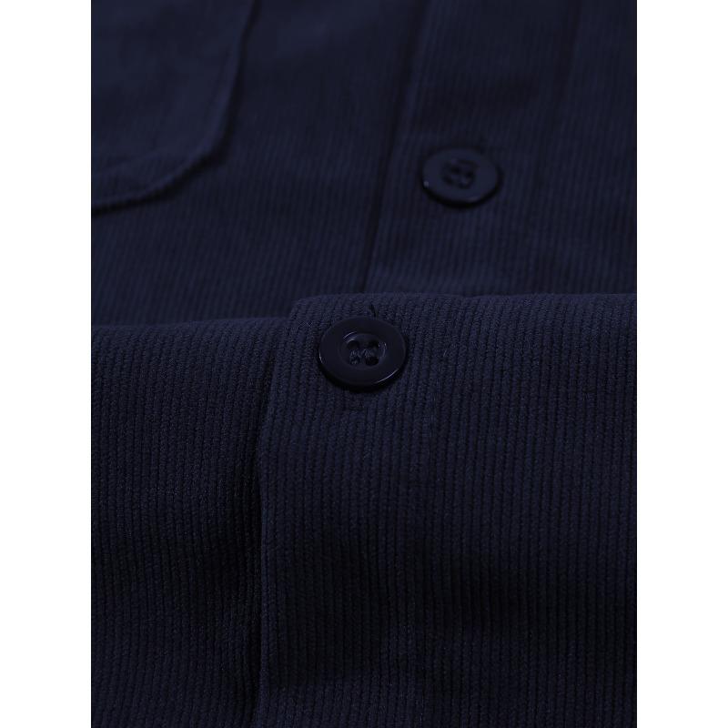 Men's Corduroy Button Down Pocket Short Sleeve Casual Shirt.