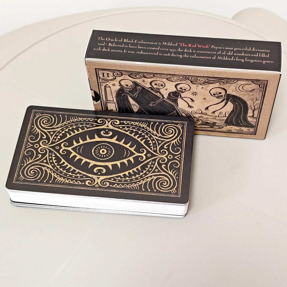 10.3*6cm Mildred Payne's Oracle of Black Enchantment 52 Pcs Black Line Imagery Woodblock Style Cards
