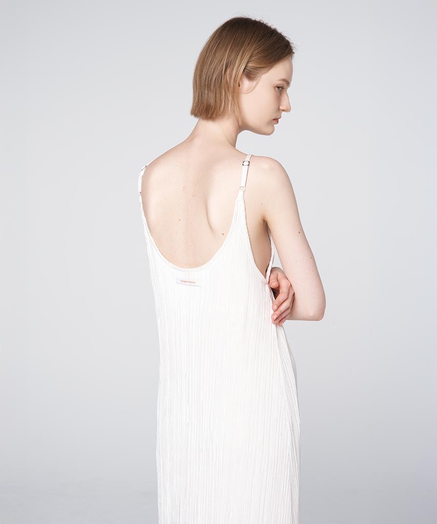 320SHOWROOM Pleated Slip Long Dress White