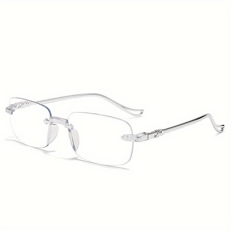 1/2pcs Rimless Reading Glasses for Men Women Anti Blue Light Polycarbonate Lenses Rectangular Frame