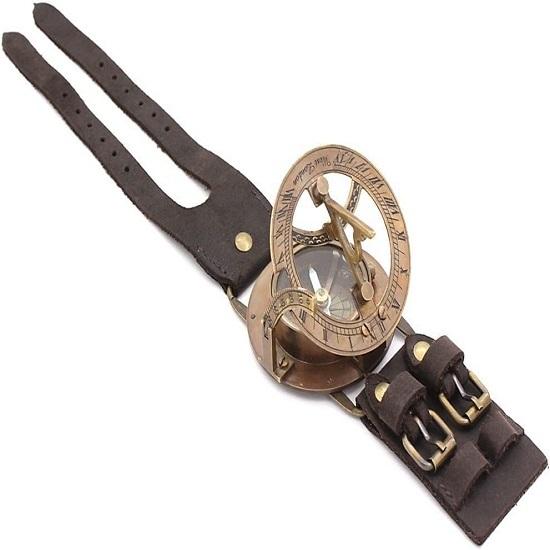 Stempunk RII  Solar Compass Bracelet/Genuine Leather Strap/Wrist Compass and Sundial