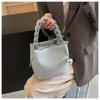 Ladies' Elegant Woven Bucket Bag Crossbody Bag - Detachable Shoulder Strap, Magnetic Buckle Design, Large Capacity Handbag