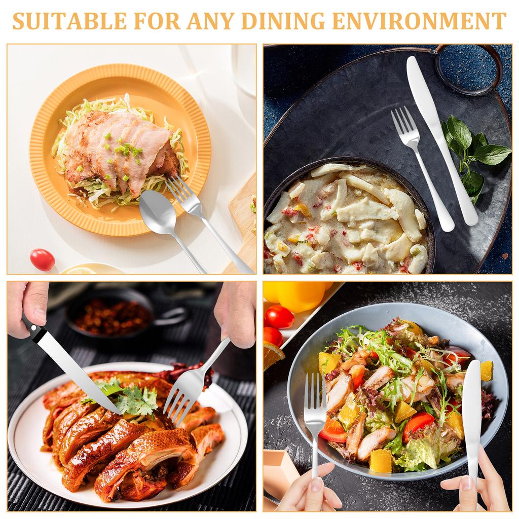 24Pcs Sliver Tableware Stainless Steel 304 Cutlery Matte Dinner Set Western Fork Spoon Mirror Flatware Dishwasher Safe