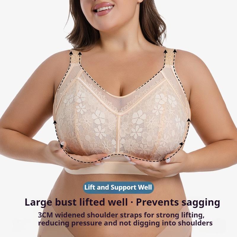 Ultradünne und bequeme BHs für große Brüste, die sie kleiner aussehen lassen. Vollschalen-BHs mit Raffung und Anti-Hänge-Effekt in Übergröße