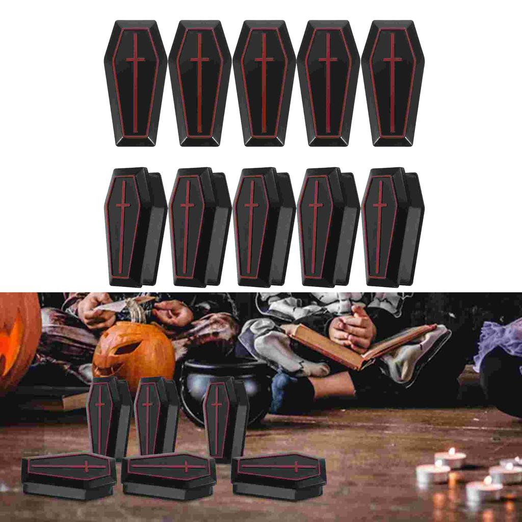 10Pcs Mini Coffin Boxes Halloween Decoration Organizer Vintage Style Handcraft with Lid Jewelry
