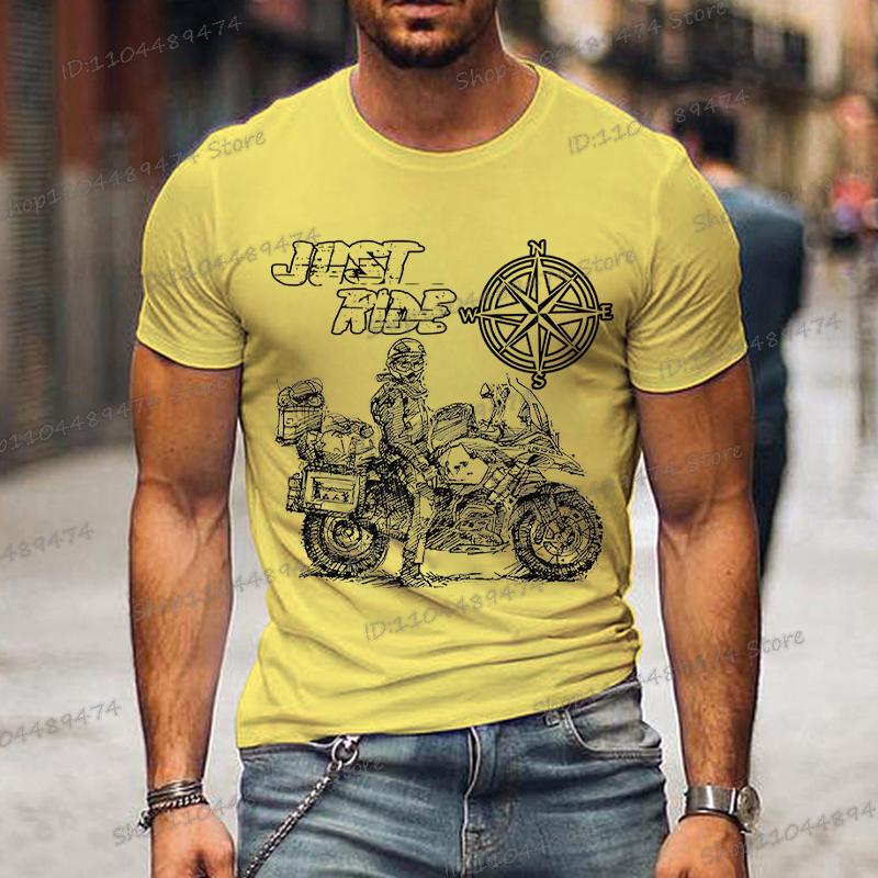 Just Ride Motorrad GS Adventure mit Kompassdruck T-Shirt Herren Mode Sommer T-Shirts Street Style Motorrad Herren T-Shirts