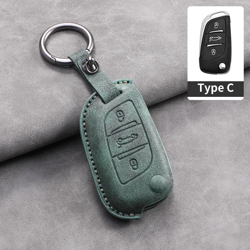 Leather Car Flip Key Case Cover for Peugeot 208 308 408 508 2008 3008 4008 5008 306 407 807 for Citroen C1 C3 C4 CACTUS C6 C8