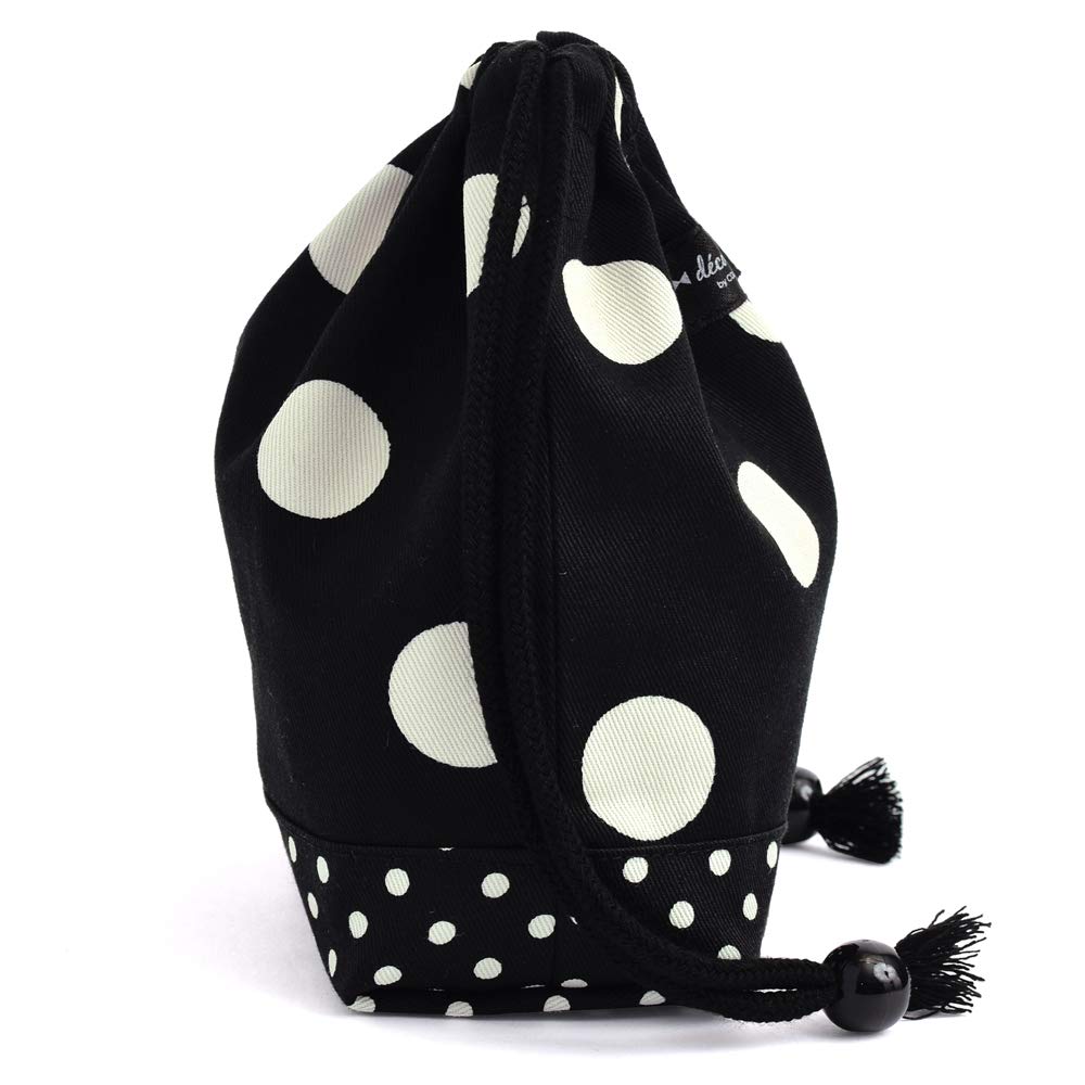 COLORFUL CANDY STYLE Cup Bag, Small, Drawstring, for Girls, Elementary School Entrance, Polka Dot Large (TwillBlack), N3595100