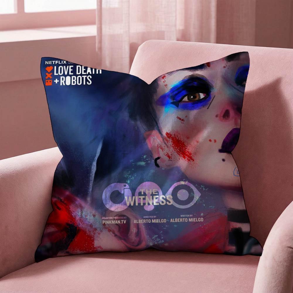Love D-Death Robots Cushion Cover Multi-Scene Pillow Cover for Home & Car - Reversible, Soft & Durable for Daily Use