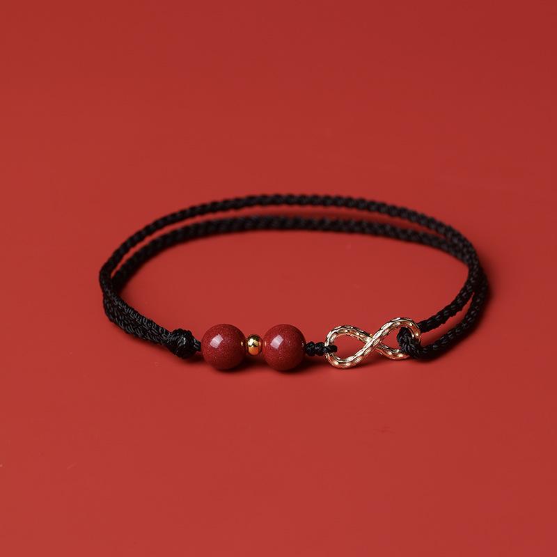 Women's Cinnabar Red String Infinity Bracelet & Anklet - Richly Woven for Couples