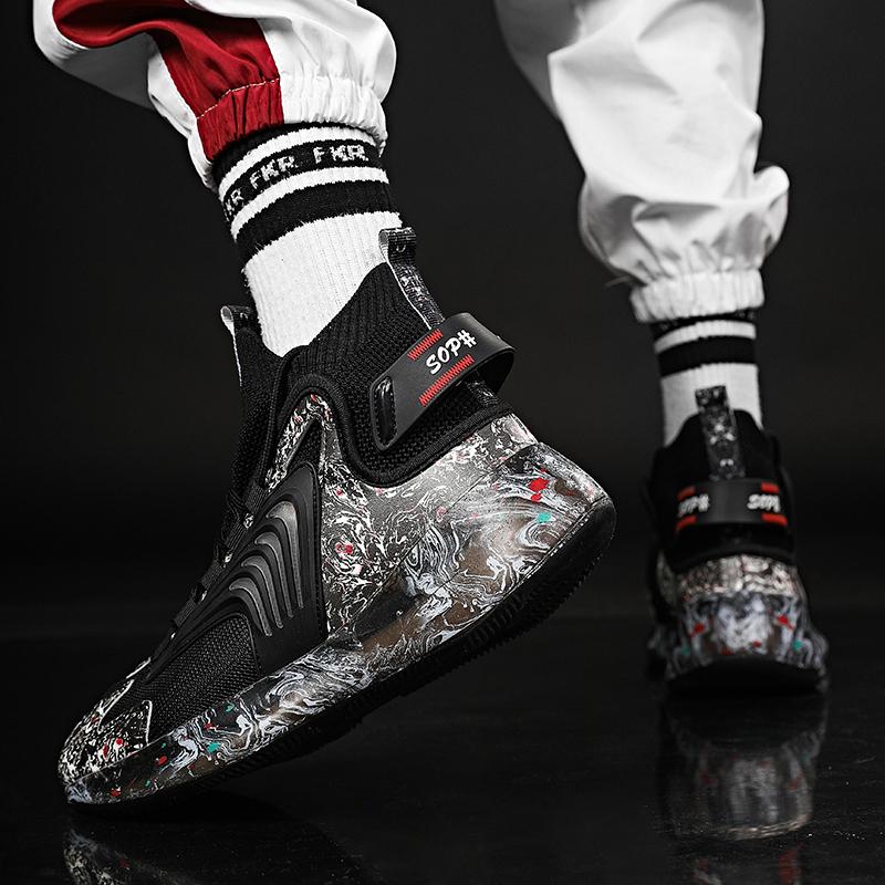 35-47 Scarpe da fitness sportive alte di grandi dimensioni traspiranti in tessuto volante estivo di tendenza moda unisex