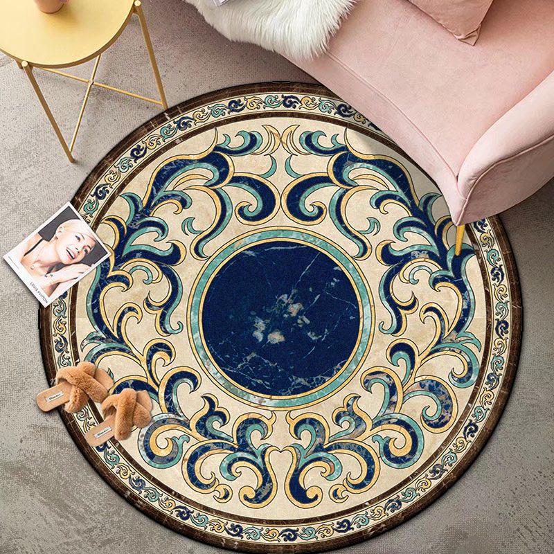 Bohemian Round Living Room Carpet Retro Decoration Bedroom Easy Cleaning Non-slip Rug Lounge Coffee Tables Washable Floor Mat