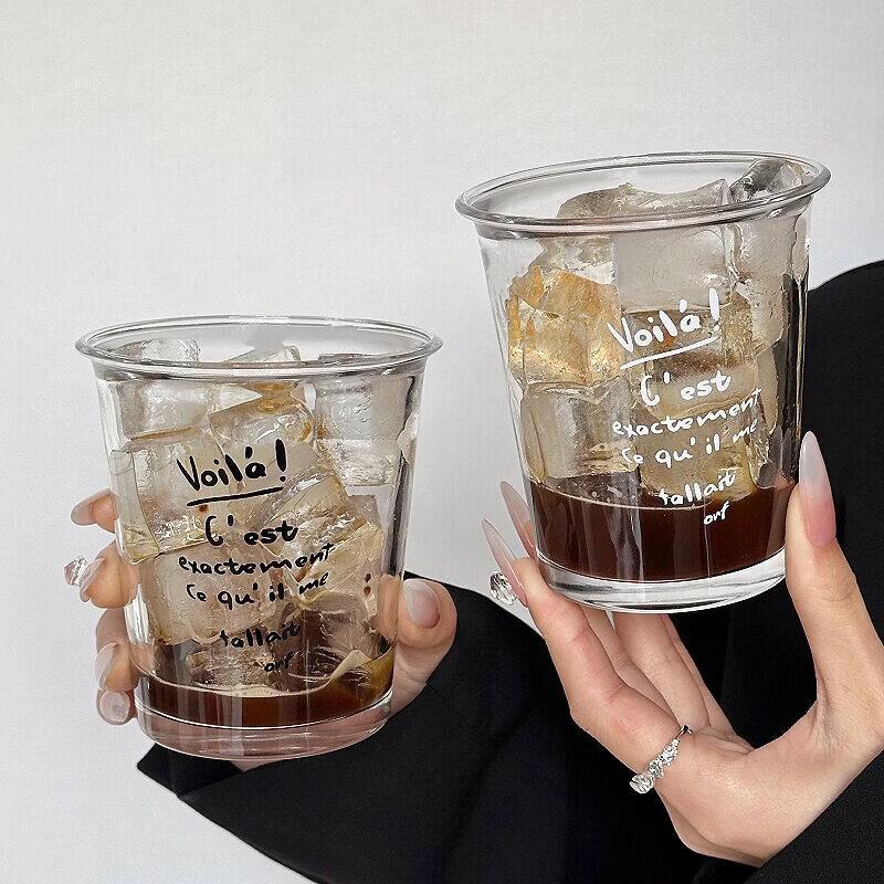 Qiwei English Letter Glass Coffee & Beverage Cup