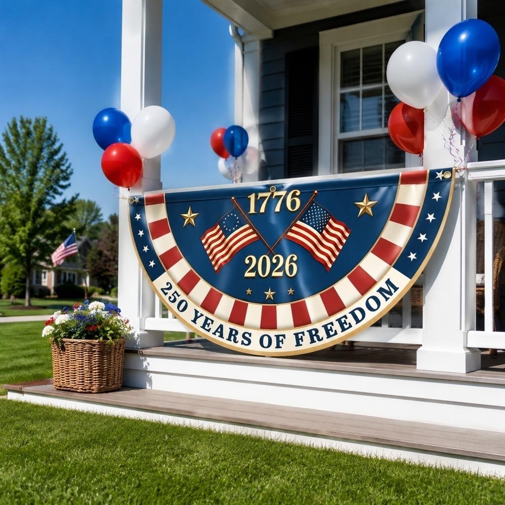250th Anniversary Commemorative 1776 to 2026 Independence Day Decorative Flag with Print for Outdoor and Indoor Use