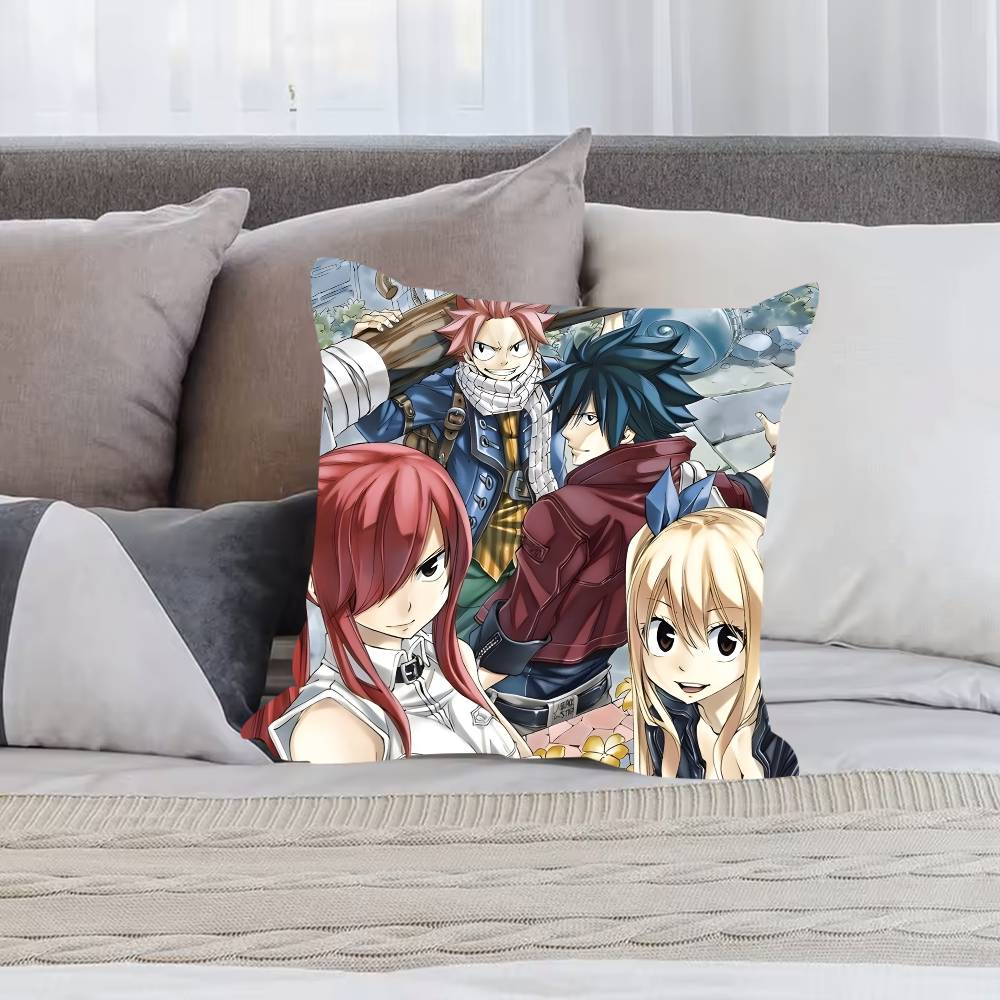 F-Fairy T-Tail Pillow Case Anti-dustmite Pillowcase Invisible Zipper Silky Short Plush Sofa Cushion Cover