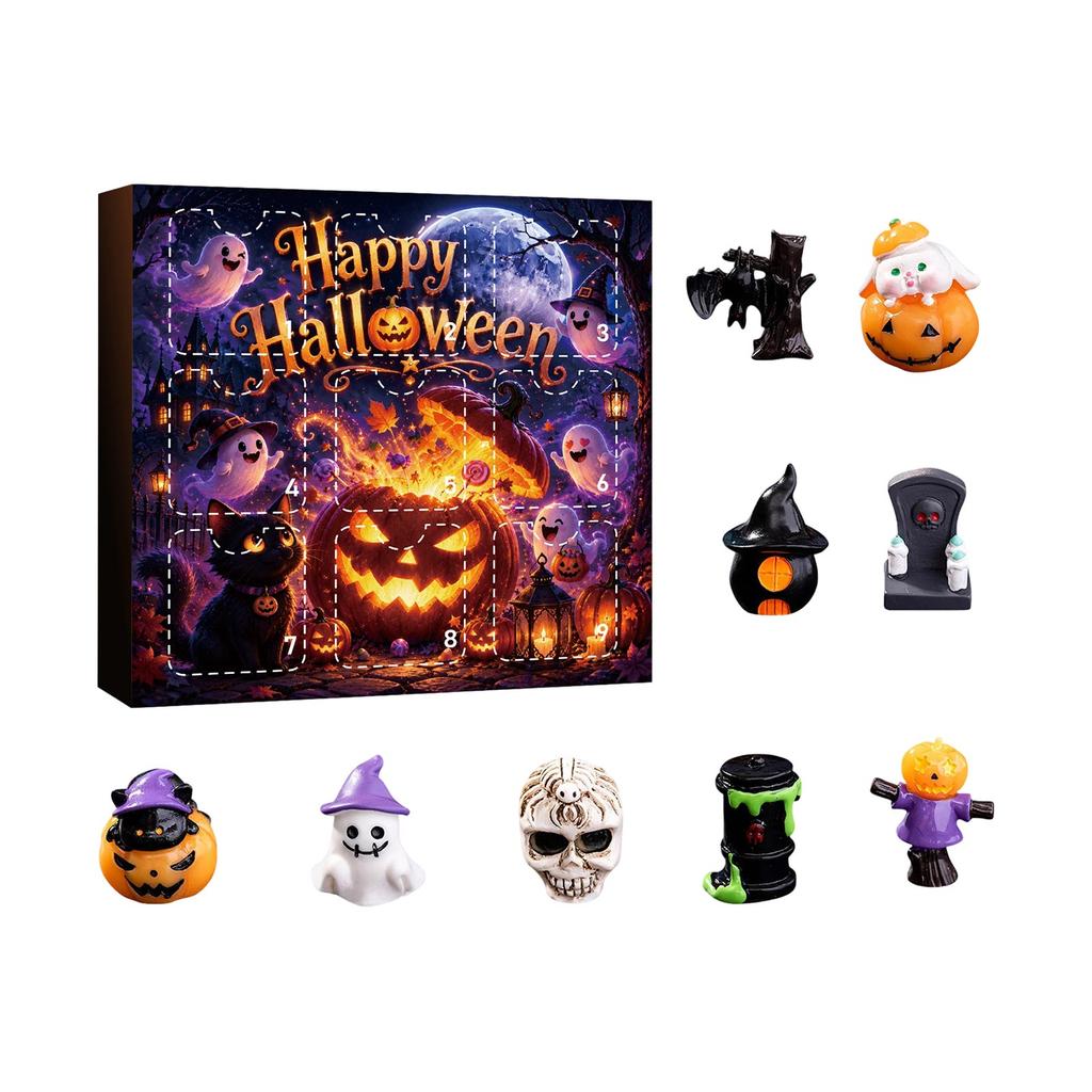 Halloween Countdown Calendar Resin Figurine 9-Day Advent Decor