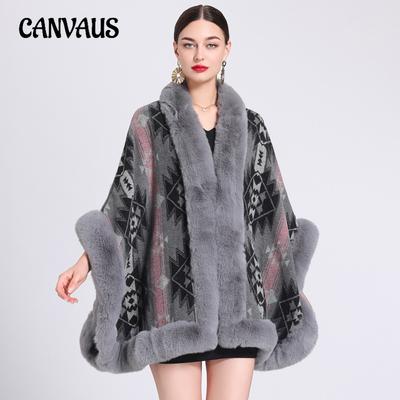 Toamnă și iarnă pentru femei, imitație de vidră, păr de iepure, pelerina șal, mărime mare, tricotată, cardigan, haină largi