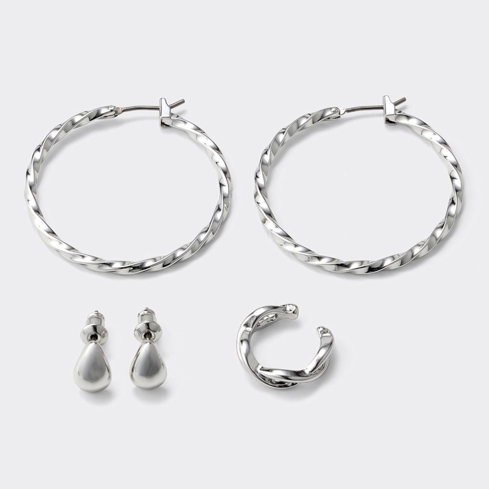 

комплект круглых металлических сережек GU