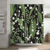 GAEWhite Lily Flowers Green Leaf Shower Curtain Bathroom Decor Waterproof Print Shower Cloth Fabric Bath Mat 72x84 inches (183