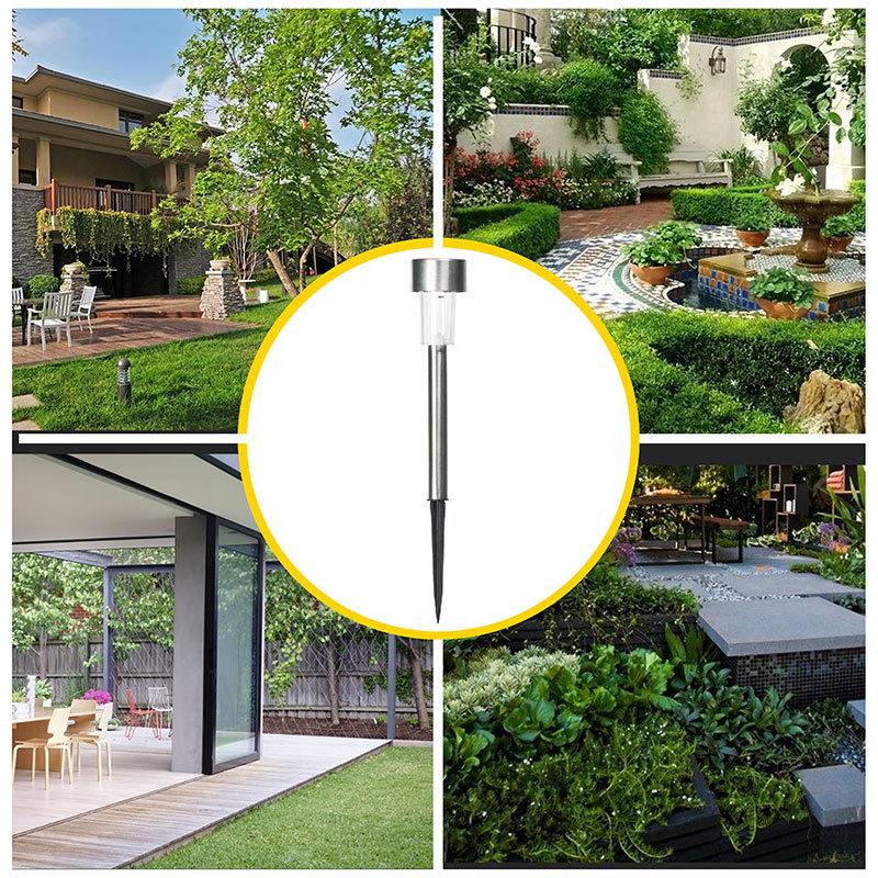 2/8/15PCS Stainless Steel Solar Garden Light Outdoor Solar Powered Lamp Lanter Waterproof Landscape Lighting Yard Lawn Decoration