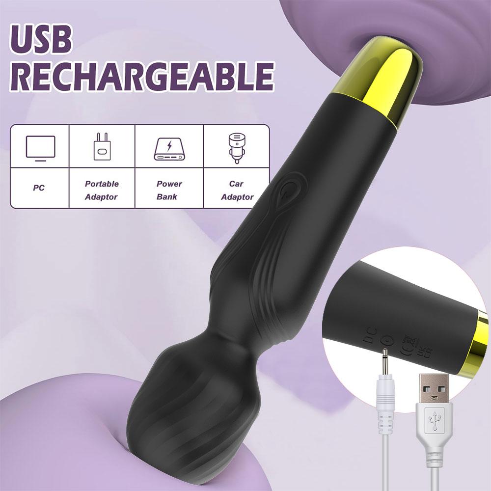 Powerful AV Magic Wand Vibrator for Women Rechargeable 7 Speeds G-Spot Massager & Clitoral Stimulator Silicone Adult Sex Toys for Couple