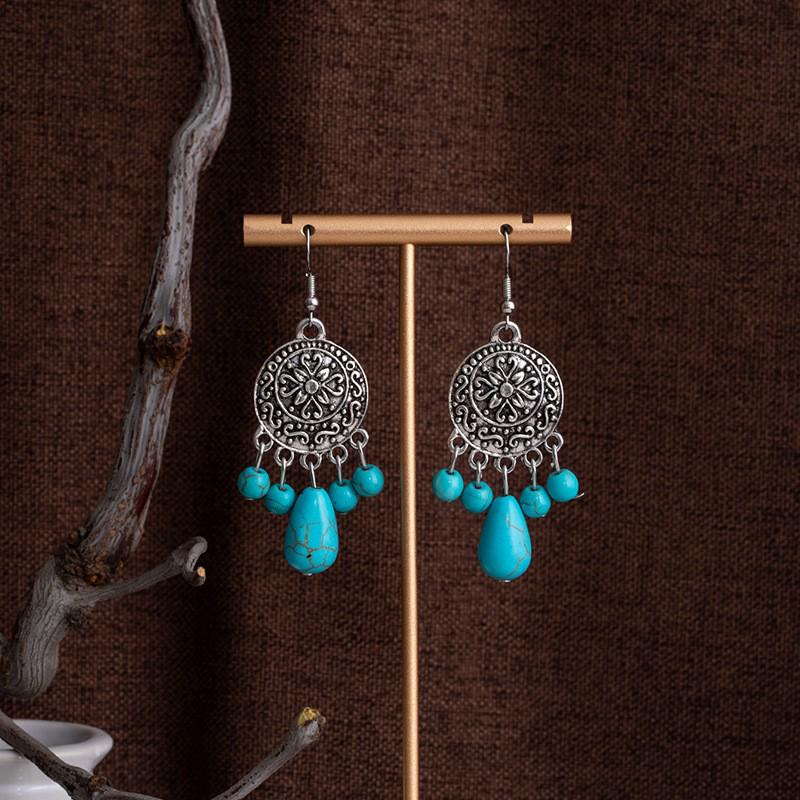 Tibetan Ethnic Bohemian Tassel Turquoise Earrings