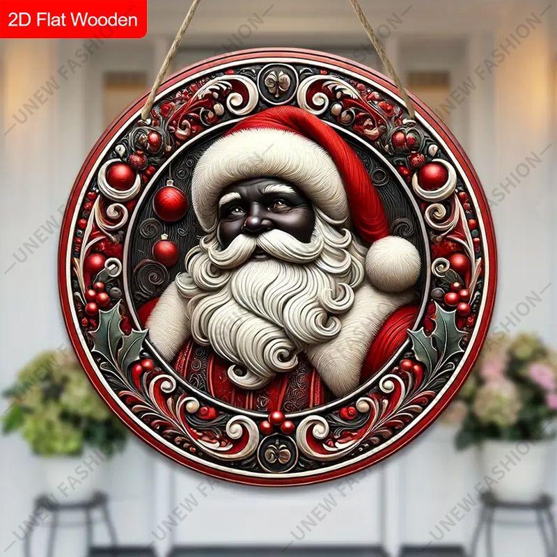 Weihnachtsdekorationsschild, hängende Innendekorationen, 2D flache Holzprodukte mit Weihnachtsmannmuster, Weihnachtsgeschenke für Freunde und Familie