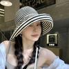 New style open-top shell hat for women, sun hat with open top, UV protection, large brim, striped fisherman hat