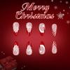 Festival French Press On Nail 24Pieces Red Striped Glitters Snowflakes Artificial Nail For Holiday Celebration