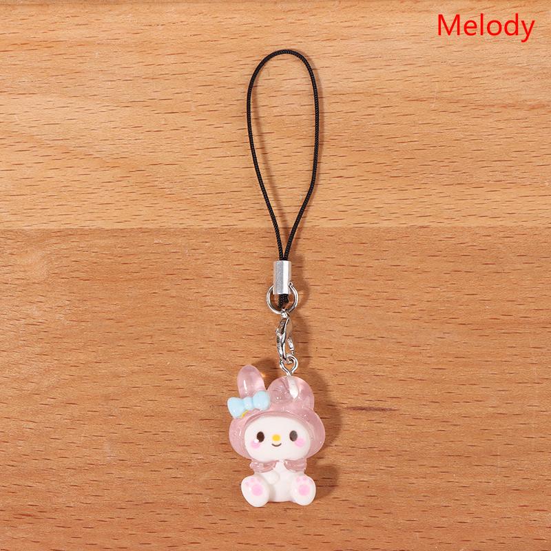 Sanrio Phone Pendant Melody Cinnamoroll Keychain Lanyard Kuromi Bag Charm Hello Kitty Hanging Rope Decoration