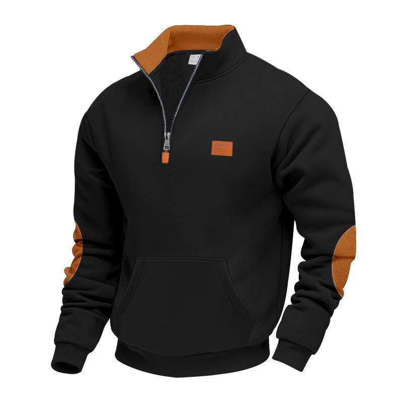 New Men's Hoodie with Vintage Patches, Patchwork Badges, Leather Embroidery Casual Menswear