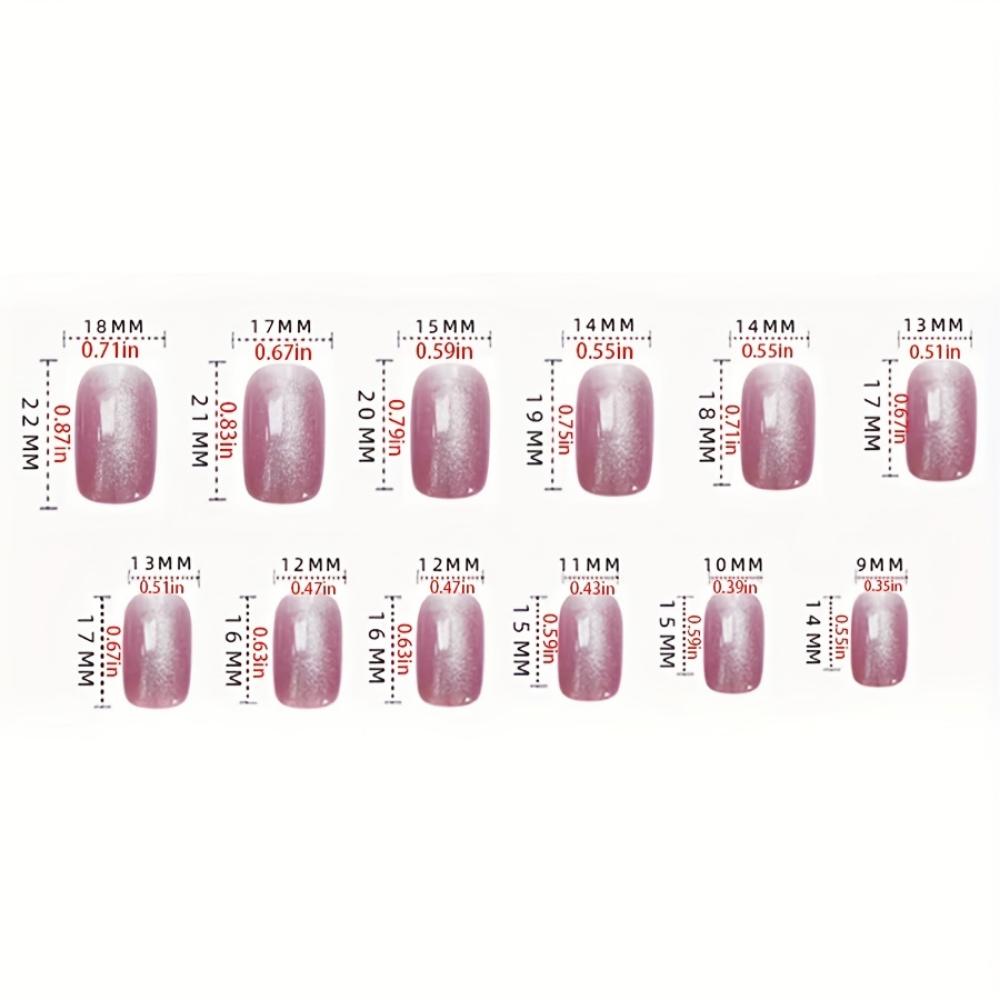 24 künstliche Nägel in Regenbogen-Katzenaugenform – komplettes Set mit kurzen künstlichen Nägeln für Damen – wunderschöne künstliche Nägel für einen auffälligen und auffälligen Look