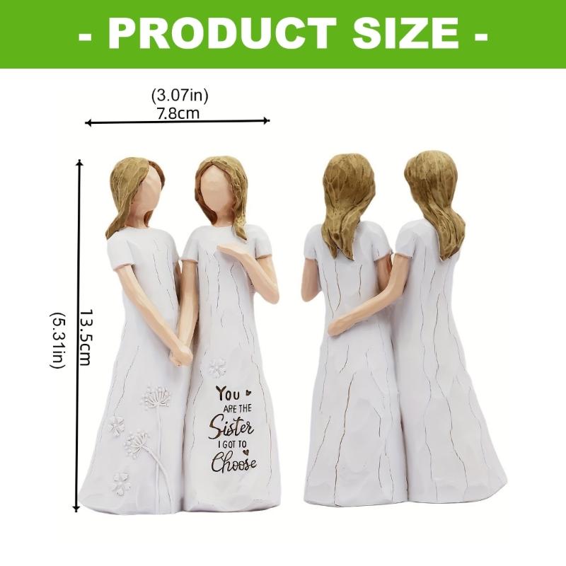 Resin Sister Statue Representing Friendship For Home Office Shelf Decors And Birthday Christmas Holiday Gift Present