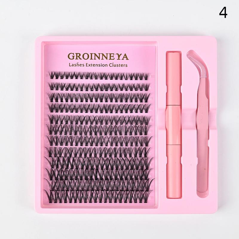 Single Cluster Diy Lash Extension Kit Natural Volume Includes Eyelash Tweezers Bonding Glue For Salon-Quality Results At Home