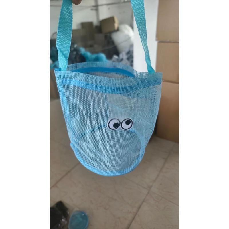 Children's Net Gauze Shell Storage Bags Three-dimensional Circular Sand-digging Buckets for The Beach Toy Sorting and Collection Bags