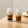 2 Stück Eiskaffee-Glas mit Deckel und Strohhalm 600 ml Fassungsvermögen Gerippter Becher
