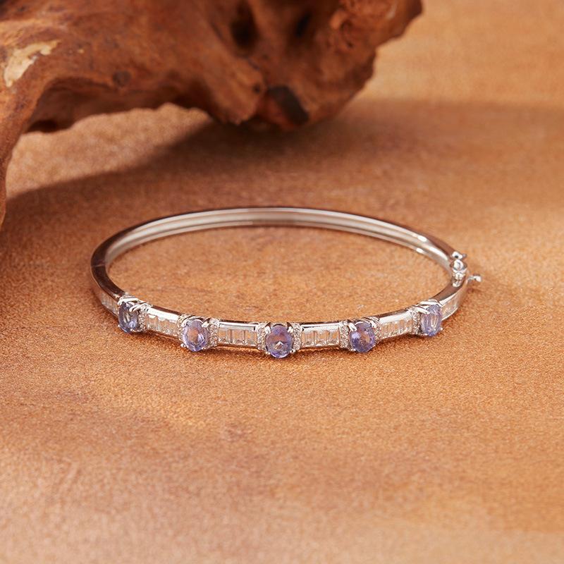 New Natural Garnet Sapphire Tanzanite Topaz Colored Treasure Bracelet Women'S S925 Sterling Silver