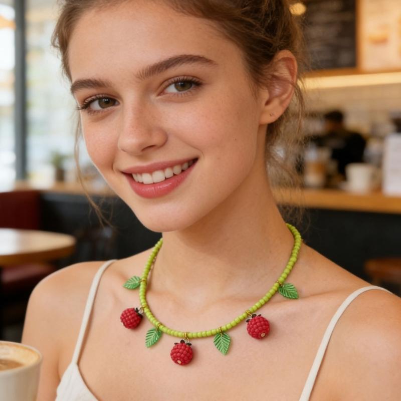 Fruit Shaped Pendant Beaded Necklace Crafted From Acrylic Materials Ideal For Casual And Formal Wear